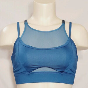 JoyLab Double‎ Layer Mesh Sports Wire Free Sports Bra XS Ocean Blue NWT